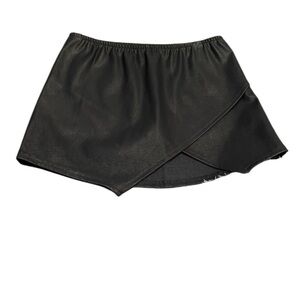Olivaceous Faux Leather Skort